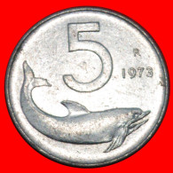 * DOLPHIN And RUDDER (1951-2001): ITALY  5 LIRAS 1973R MINT LUSTRE! · LOW START ·  NO RESERVE! - 5 Liras