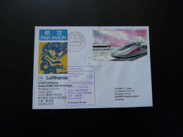 Lettre Premier Vol First Flight Cover Shanghai China To Munchen Airbus A380 Lufthansa 2018 - Lettres & Documents