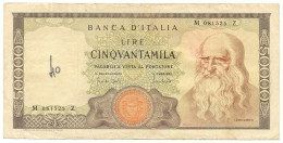 50000 LIRE BANCA D'ITALIA LEONARDO DA VINCI MEDUSA 19/07/1970 BB- - Andere & Zonder Classificatie