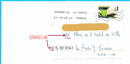 Curiosité : Marque De Tri Numéro Et Nom De Rue Différent De L'adresse Manuscrite Toshiba Timbre À La Réunion - Used Stamps