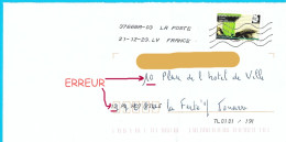 Curiosité : Marque De Tri Numéro Et Nom De Rue Différent De L'adresse Manuscrite Toshiba Timbre À La Réunion - Usados