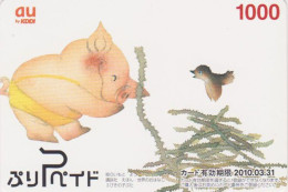 Carte Prépayée JAPON - ANIMAL - COCHON & Oiseau - PIG - JAPAN Prepaid Card - SCHWEIN - PORCO - 204 - Autres & Non Classés