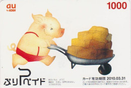 Carte Prépayée JAPON - ANIMAL - COCHON Brouette - PIG JAPAN Prepaid Card - PORCO - SCHWEIN Karte - 205 - Sonstige & Ohne Zuordnung