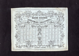 Calendrier De 1860 Sur Feuille Publicitaire - CLERMONT FERRAND - Maison DEGEORGE - Habillements Confectionnés - Grossformat : ...-1900