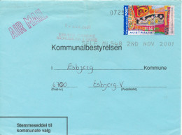 Australia Cover Sent To Denmark 2-11-2001 (stemmeseddel Til Kommunale Valg Esbjerg Kommune) The Adr. Flap Is Missing On - Brieven En Documenten