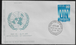 India. FDC Sc. 517.   25th Anniversary Of United Nations.  FDC Cancellation On Cachet FDC Envelope - FDC