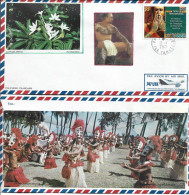 TAHITI. TATOUAGES TAHITIENS. Belle Lettre Tahiti 2021,deux Photos Recto & Verso (Fètes Du Tiurai, Danses, Du 14 Juillet) - Lettres & Documents