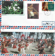 TAHITI. TATOUAGES TAHITIENS. Belle Lettre Tahiti 2021,deux Photos Recto & Verso (Fètes Du Tiurai, Danses, Du 14 Juillet) - Covers & Documents