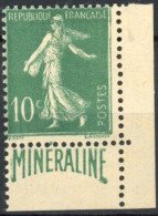[** SUP] N° 188A, 10c Vert Minéraline, Coin De Feuille - Fraîcheur Postale. LUXE - Cote: 750€ - Other & Unclassified