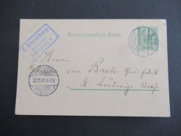 Österreich 1906 GA Auslandsverwendung Bregenz Und Ank. Stp. Sanct Ludwig Elsass Abs. C. Rhomberg Baumeister Bregenz - Briefkaarten