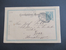 Österreich 1901 GA 5 Heller Strichstempel Kitzbühel Nach Graz An Den Schuldiener Der Landes Oberrealschule - Postcards