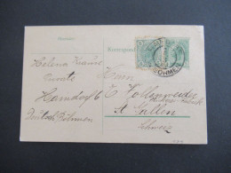 Österreich / Tschechien 1908 GA 5 Heller Mit Zusatzfrankatur Haindorf Deutsch Böhmen - St. Gallen In Der Schweiz / Ausla - Briefkaarten