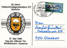 75912 - Bund - 1980 - 50Pfg Jugend '80 EF A SoKte SoStpl ISERLOHN - 20 JAHRE FALLSCHIRMJAEGERBATAILLON 271 -> Gladbeck - Militaria