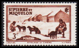 1938. SAINT-PIERRE-MIQUELON. Dog Sledge 3 C. Hinged.  (Michel 171) - JF542971 - Lettres & Documents