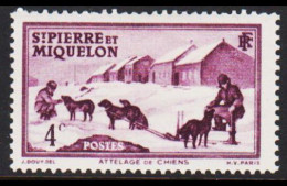 1938. SAINT-PIERRE-MIQUELON. Dog Sledge 4 C. Hinged.  (Michel 172) - JF542972 - Lettres & Documents