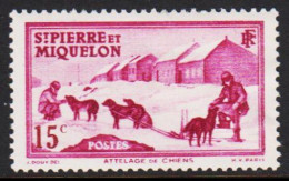 1938. SAINT-PIERRE-MIQUELON. Dog Sledge 15 C. Hinged.  (Michel 175) - JF542975 - Lettres & Documents