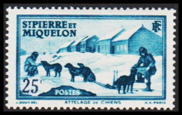 1938. SAINT-PIERRE-MIQUELON. Dog Sledge 25 C. Hinged.  (Michel 177) - JF542977 - Lettres & Documents