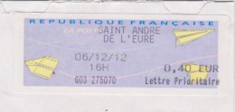 Vignette, Étiquette De Guichet "SAINT ANDRE DE L'EURE"  Sur Fragment (2238)_E514 - 2000 Type « Avions En Papier »