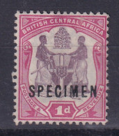 British Central Africa: 1901   Arms 'SPECIMEN' OVPT   SG57ds    1d    MH - Nyasaland (1907-1953)