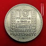 1948 B  - 10 Francs Turin Cupronickel, Petite Tête  France - 10 Francs