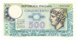 500 LIRE BIGLIETTO DI STATO MERCURIO 20/12/1976 FDS - Other & Unclassified