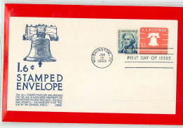 USA - EMBOSSED STAMPED ENVELOPE - FDC 1969 - 1961-80