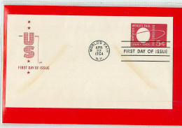 USA - EMBOSSED STAMPED ENVELOPE - FDC 1964  5c. - 1961-80