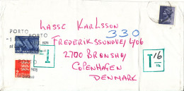 Great Britain Cover Sent To Denmark 1978 Underpaid With Postage Due T And Danish Stamps Folded Cover - Covers & Documents