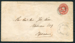 1866 Denmark 4sk Stationery Cover "177" Sorø Jernbane Railway - Copenhagen Via KBH.JB.PST.CT 34  - Lettres & Documents