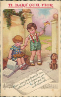 CASTELLI SIGNED 1930s POSTCARD - KIDS & MUSIC - TI DARO' QUEL FIORE - EDIT DEGAMI - N.92 (5199) - Castelli