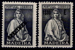 2 X PORTUGAL MADEIRA 1929 CERES SPECIMEN Mf#55 And 55a ERROR VARIETY Missing Value AND NORMAL FOR COMPARISON - Unused Stamps