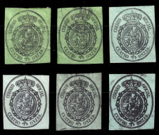 ESPAGNE - ESPAÑA - 1855 Servico Oficial - 6x Ed.37/37p Negro S/ Verde - Nuevo O Usado - Oblitérés