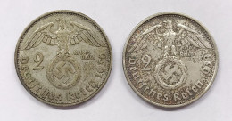 Germania Germany 2 Reichs Mark   Reichsmark 1936 D + 1938 B Paul.v. Hindenburg  E.1443 - 2 Reichsmark