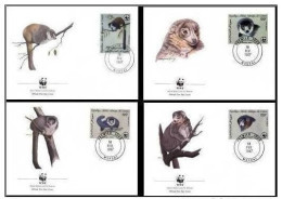 Comoros Comoro Comores 1987 WWF W.W.F. FDC  Set X4 Fauna Monkey Monkeys Lemur - FDC