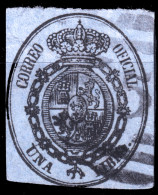 ESPAGNE - ESPAÑA - 1855 Servico Oficial - Ed.38 Negro S/ Azul - Usado - Oblitérés