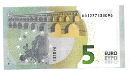 (Billets). 5 Euros 2013 Serie UD, U011B4 Signature 4 Ch. Lagarde N° UD 1237293096 UNC - 5 Euro