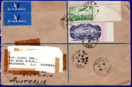 2615. FRANCE 1936 #14 AIRPLAIN OVER PARIS, 15 SIMOUN(BURELAGE) ON 1937 COVER TO AUSTRALIA, VERY SCARCE - 1927-1959 Storia Postale