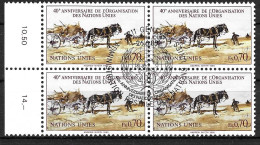 O.N.U. GENEVE - 1985 - 40* O.N.U. - FR 0,70 - QUARTINA - ANNULLO SPECIALE - USATA (YVERT 134 - MICHEL 134) - Used Stamps