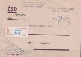 Tschechoslowakei CSSR - Einschreibebrief (Porto Entrichtet) 1978 Aus Pilsen 4 - Brieven En Documenten