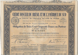 CREDIT FONCIER DU BRESIL ET DE L'AMERIQUE DU SUD -  LOT DE 6 OBLIGATION DE 350 FRS  - ANNEE 1935 - Bank En Verzekering