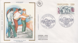 Andorra Stamp On Silk FDC - Pétanque