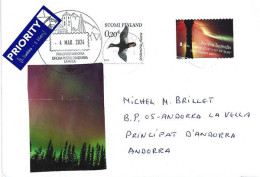 AURORA BOREALIS , Lettre De Finlande 2024 Avec Timbre à Date Arrivée - Cartas & Documentos