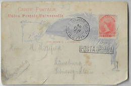 Brazil 1894 Postal Stationery Card From Salvador To Lüneburg Germany Cancel Rectangular Border Posta Urbana Urban Mail - Entiers Postaux