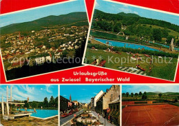 73227063 Zwiesel Niederbayern Gesamtansicht Freibad Tennisplaetze Hauptstrasse Z - Zwiesel