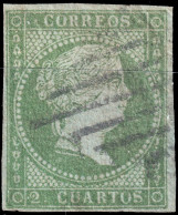 ESPAGNE - ESPAÑA - 1855 Ed.39 2c Verde - Usado (fil. Lazos) - Oblitérés