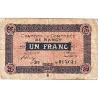 France, Nancy, 1 Franc, 1921, TB, Pirot:87-49 - Chambre De Commerce