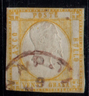 Us 1861 -  Napoli Province Napoletane Effigie V. E. II 20 Grana Giallo Ar (23a),bollo Cerchio Piccolo Rosso Cert.Merone - Neapel