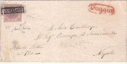 Ltr 1858 - Napoli - Lettera Da Foggia A Napoli, 2 Gr Lilla Rosa (5b) Tinta Di Pregio, Cert. Biondi & Merone - Neapel