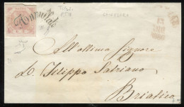 Ltr 1858 - Napoli - Lettera Da Catanzaro, 2 Gr Rosa Brunastro III (7) Svolazzo Tipo 21 Punti 7, Chiavarello - Naples