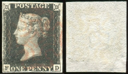 Us 1840 - "Gran Bretagna" Stanley Gibbons (1) Penny Black Small Crown Letter F -D - Gebraucht